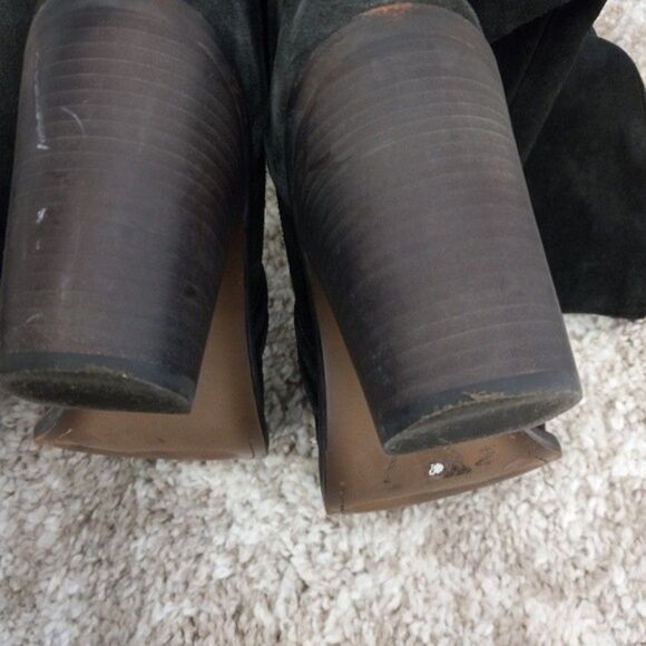 VINCE CAMUTO Knee-High Melaya Suede Boots Block Heels Dk Grey sz: 9 - Picture 7 of 9